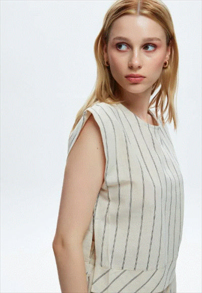 Round Neck Striped Blouse