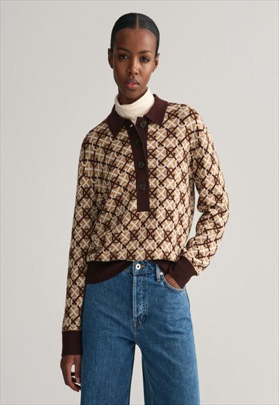 G PATTERN JAQUARD KNIT POLO