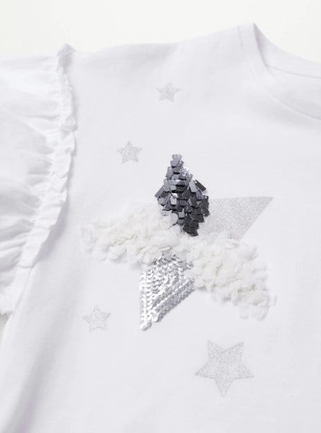 T-shirt woven with prints