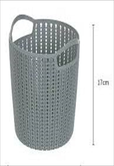 Small round braided storage basket (dark gray)