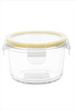 وعاء طعام دائري زجاجي من البورسليكات العالي 350 مل (أصفر)