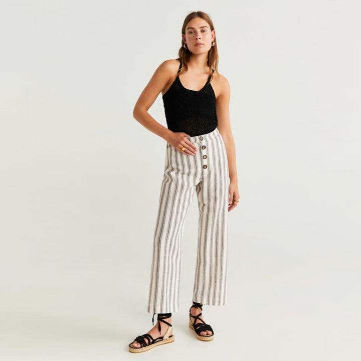 Black vertically striped pants