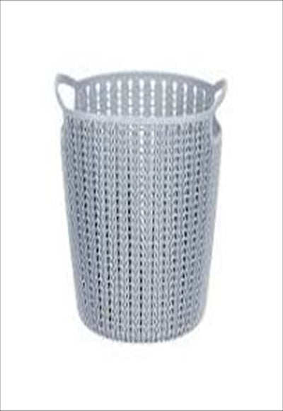 Small round braided storage basket (dark gray)