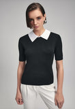 knitted blouse with collar