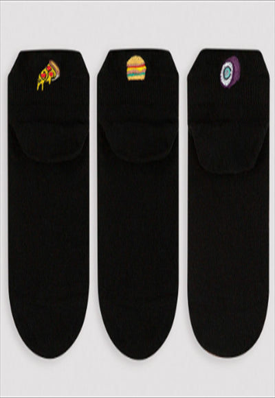 جوارب طويلة من 3 قطع بتفاصيل الطعام