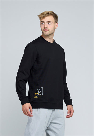 N.S-L/S CREW NECK TEE-BLACK