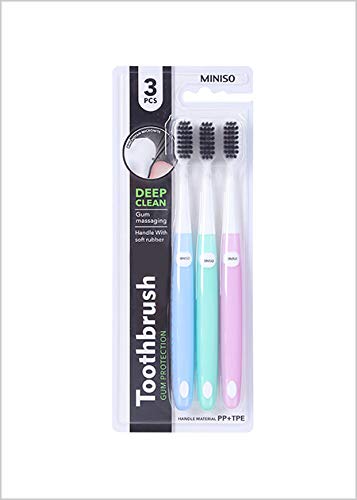 فرشاة أسنان بشعيرات ناعمة بالفحم عدد3