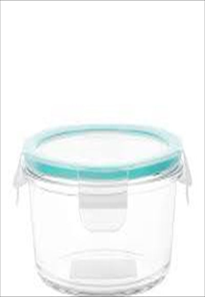 حافظة طعام مستديرة من زجاج البورسليكات العالي 350 مل (أزرق)