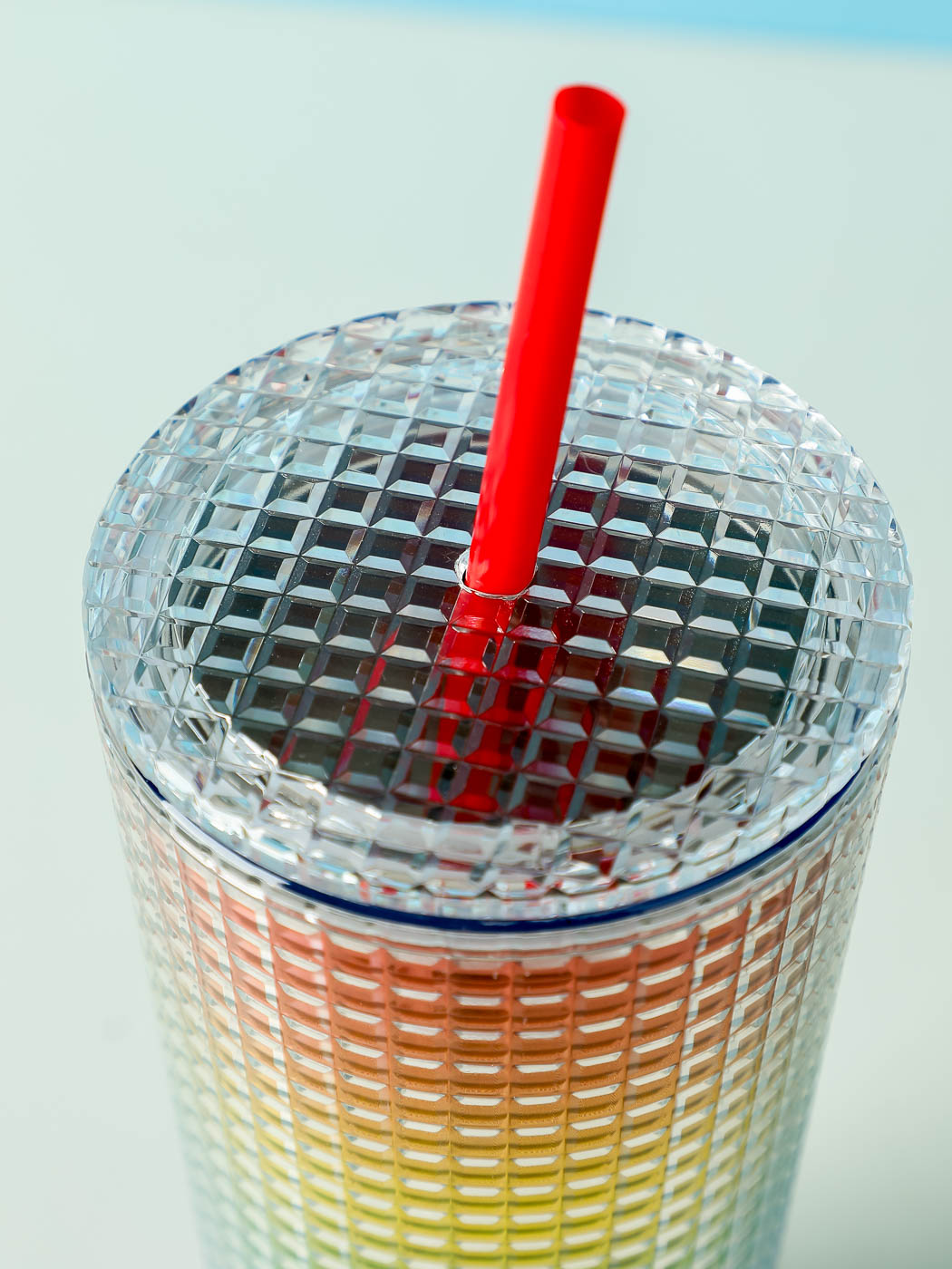 زجاجة مياه من طبقتين من سلسلة رينبو مع مصاصة