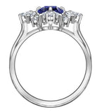 Palace design ring, blue, rhodium-plated