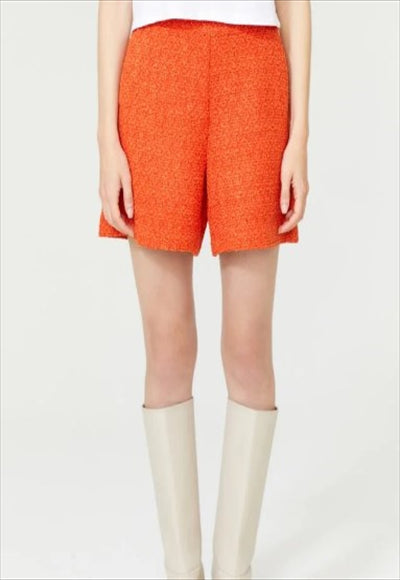 High-waisted wool shorts
