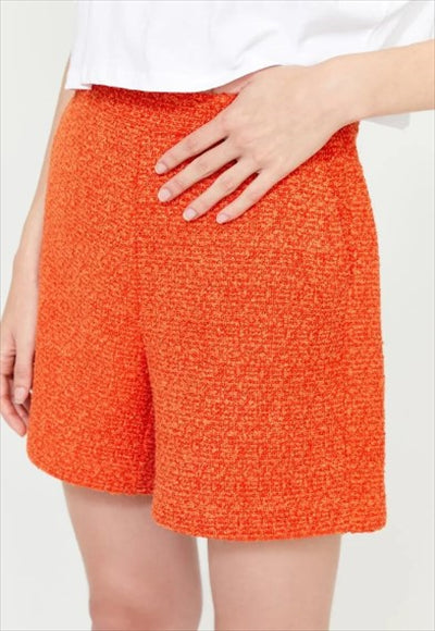 High-waisted wool shorts