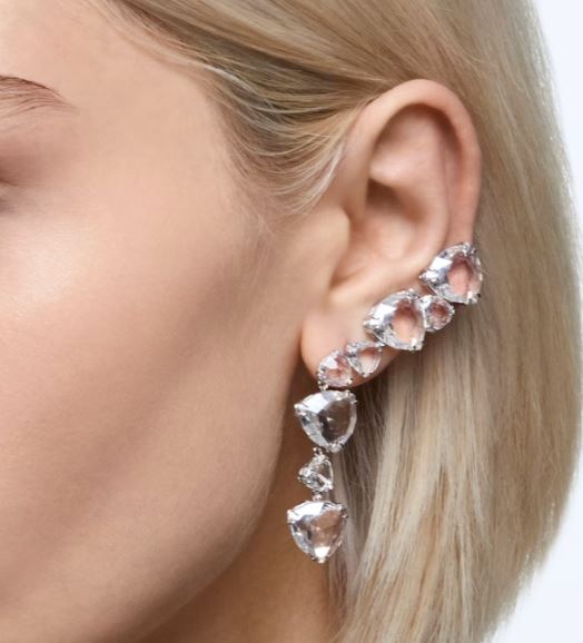 الكفة الأذن ميلينيا طقم (3) غير متماثل ابيض مطلي بالروديوم