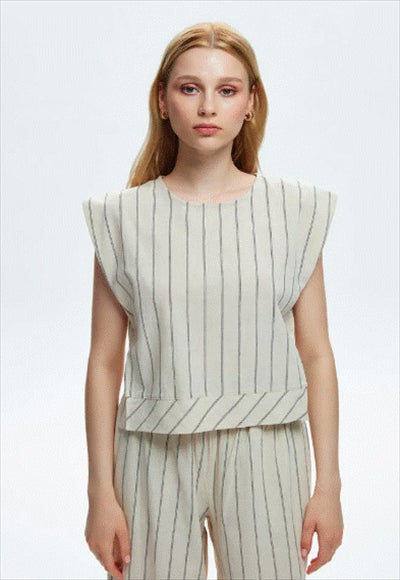 Round Neck Striped Blouse