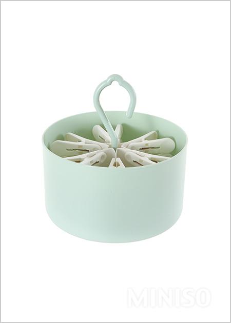 منظم تخزين + 24 مشابك ملابس (أخضر. أبيض)