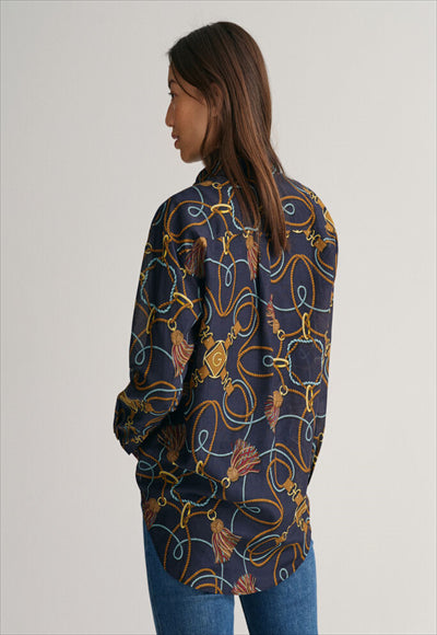 REL ROPE PRINT COT SILK SHIRT