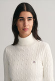 STRETCH COTTON CABLE TURTLENECK