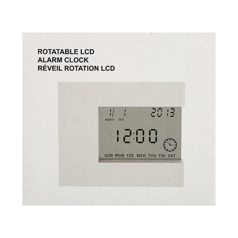 ساعة منبه LCD قابلة للدوران (رمادي)