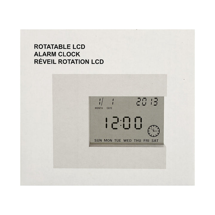 ساعة منبه LCD قابلة للدوران (رمادي)