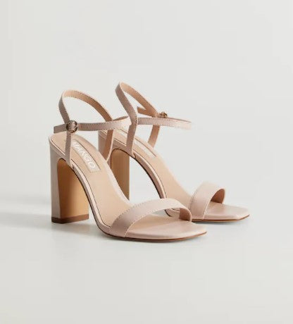 Heeled leather sandal
