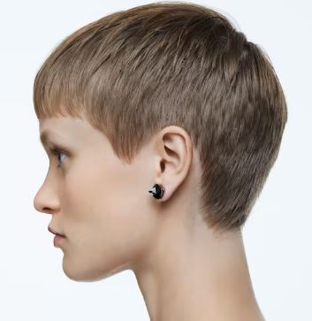 أقراط Ortyx قطع هرم ، رمادي ، مطلي بالروثينيوم