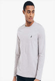 Nautica Men's Gray Cotton Long Sleeve Crew Neck T-Shirt