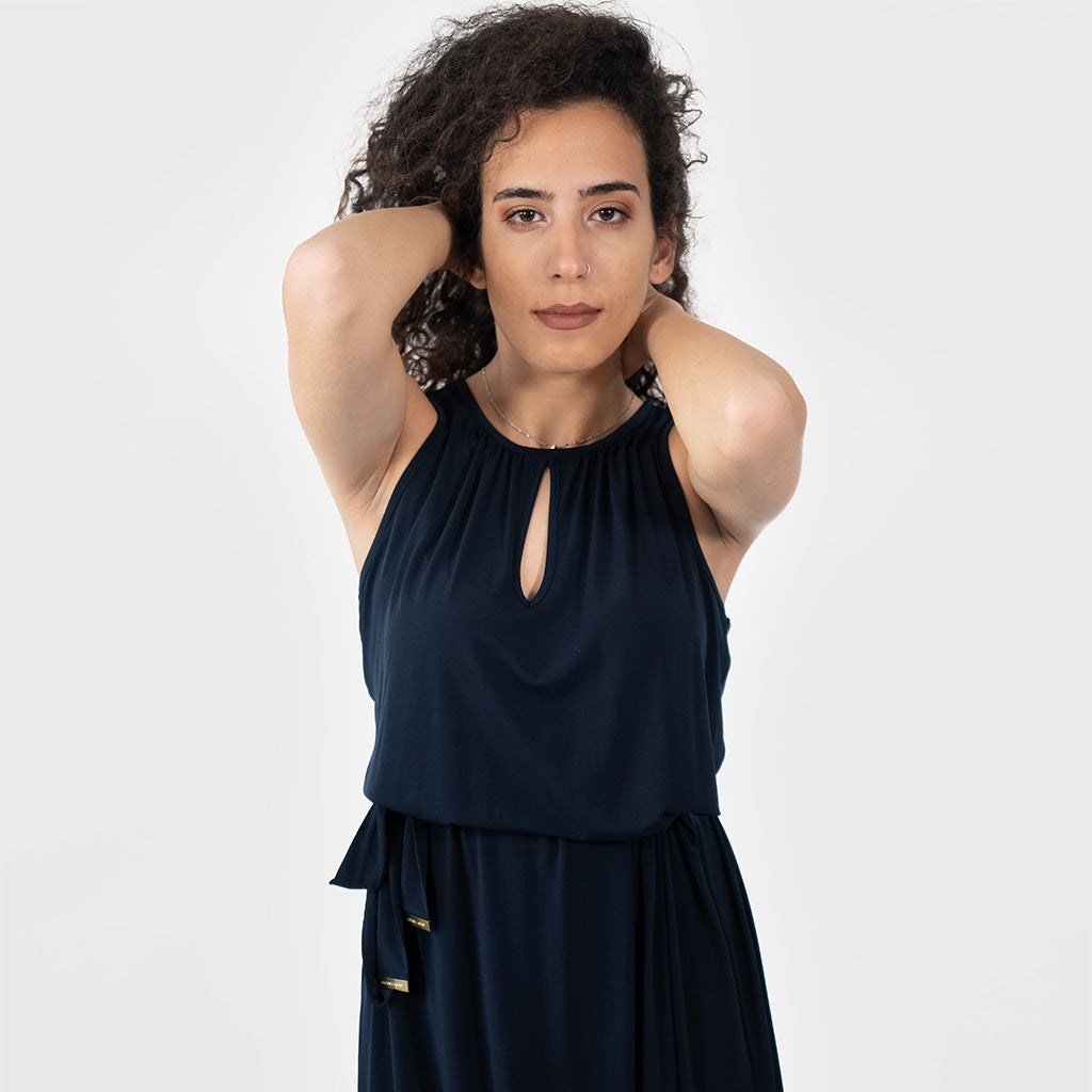 فستان ماكسي بحافة مطبعة