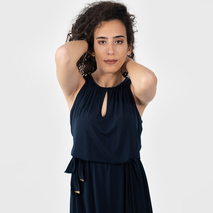 فستان ماكسي بحافة مطبعة