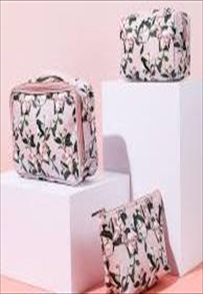 سلسلة نيتشر - حقيبة مستحضرات تجميل مستطيلة (وردي)