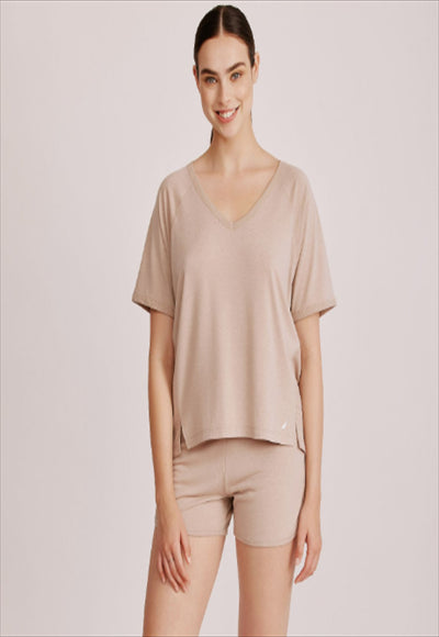 SAND L Back to nature women shirt and shorts set