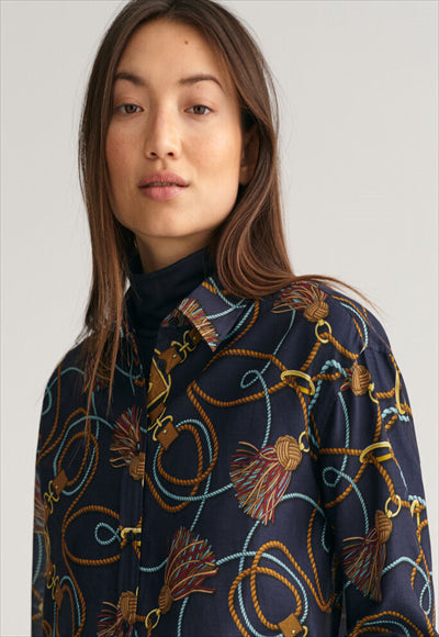 REL ROPE PRINT COT SILK SHIRT
