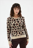 Short woolen jacket with leopard print