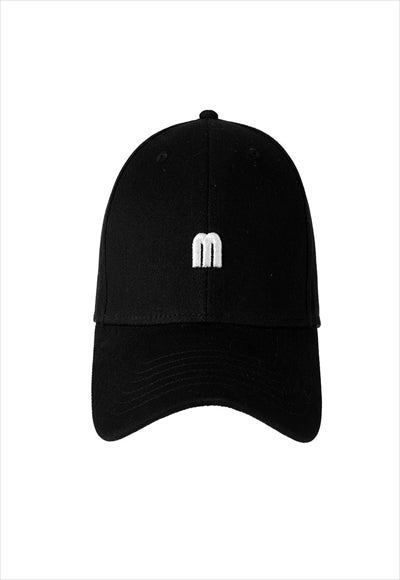 Embroidered Cotton Baseball Cap with M (Black)