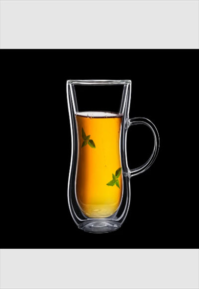 Mug with set handle (2) double wall glass 290 ml