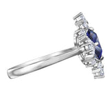 Palace design ring, blue, rhodium-plated