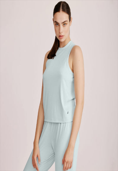 LIGHT BLUE M Back to nature women tank and pants set sand