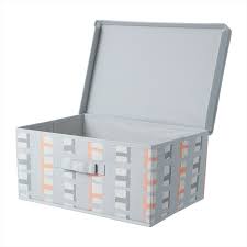 L (رمادي)صندوق تخزين قماش بغطاء L (رمادي)