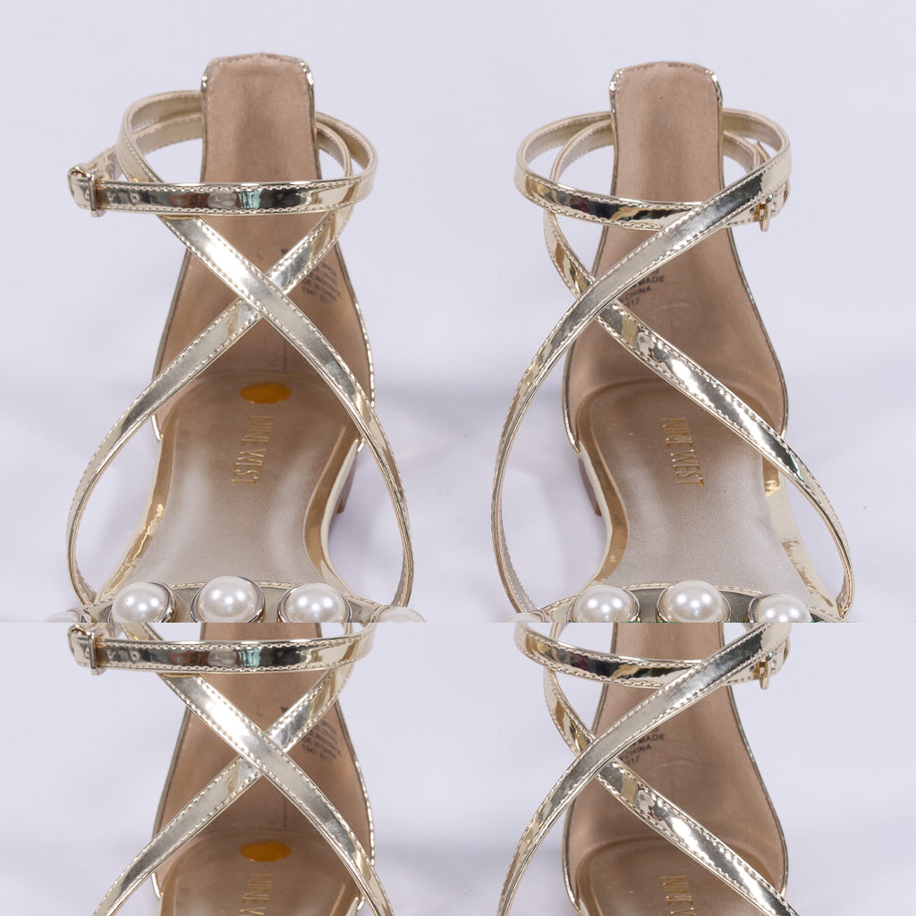 صندل فلات مزين باللؤلؤ