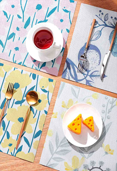 مفرش مجموعة الزهور (قطعتان) (وردي / أصفر)