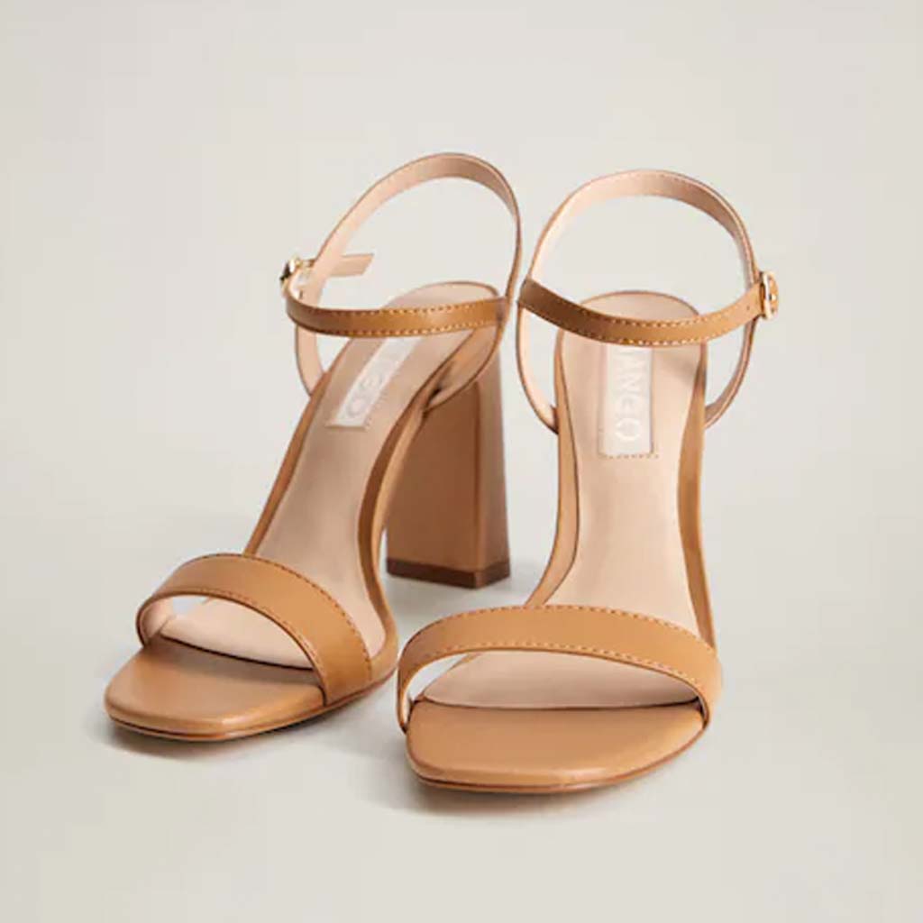 Heeled leather sandal