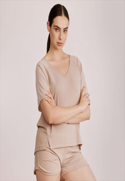 SAND L Back to nature women shirt and shorts set