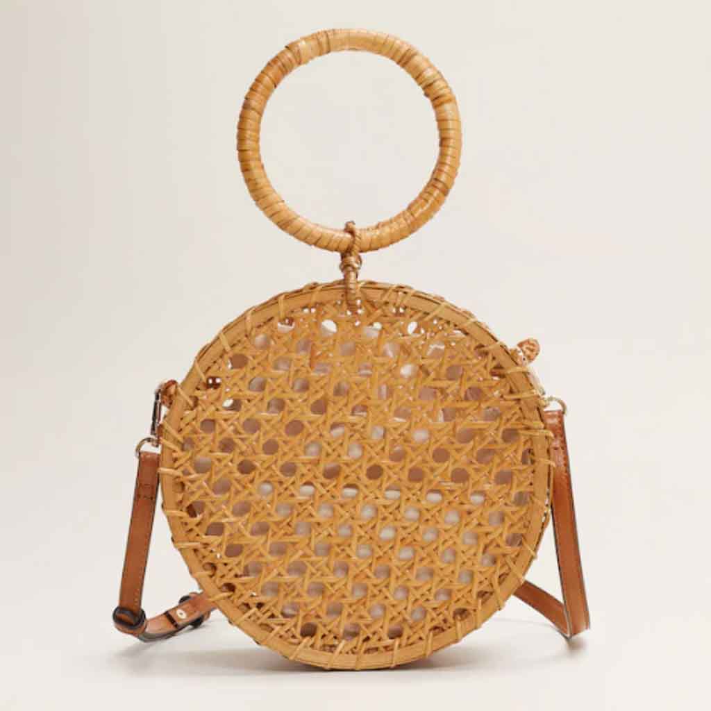 حقيبة دائرية من الخيزران