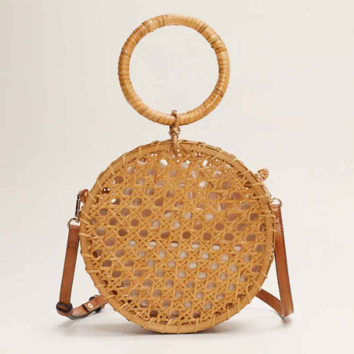 حقيبة دائرية من الخيزران