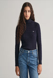 STRETCH COTTON CABLE TURTLENECK