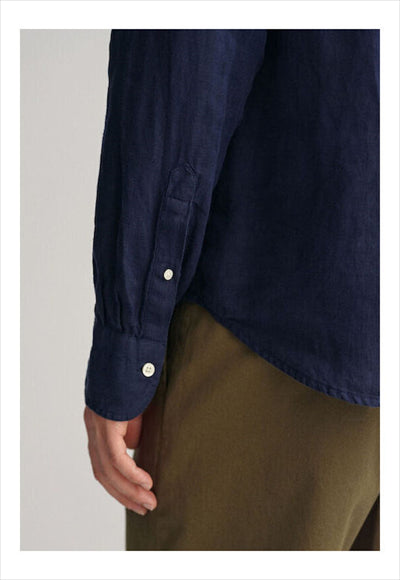 Chinese collar linen shirt