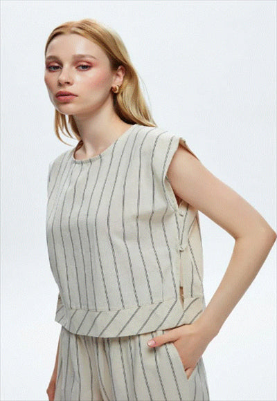 Round Neck Striped Blouse