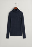 STRETCH COTTON CABLE TURTLENECK