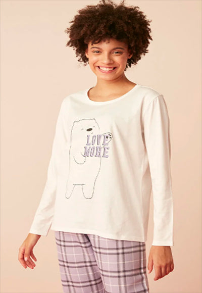 LOVE MORE CHECKED LS PANT SET