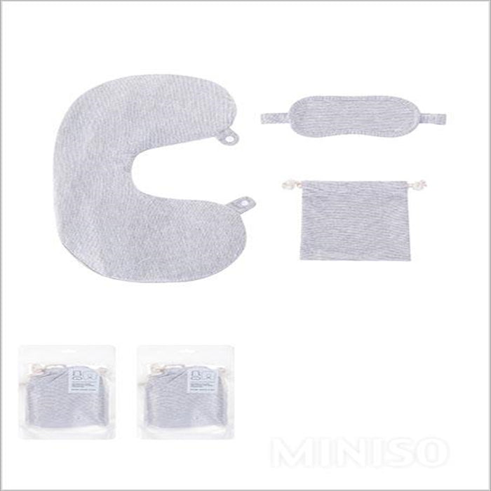 وسادة رقبة قابلة للنفخ+قناع عين+حقيبة تخزين (رمادي)