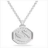 Signum swan pendant, white, rhodium-plated